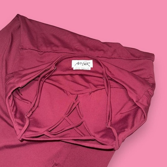 Ava and Ever Wine Colored Whimsigoth Split Hem Padded Formal Maxi Dress Size 12 - Picture 4 of 5